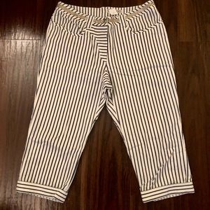Women stripe cropped pants plus size pants size:8